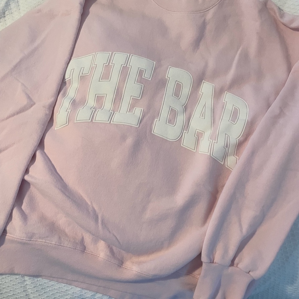Pink Sweatshirt with White Lettering